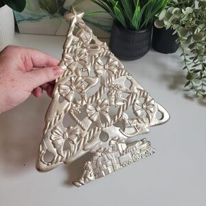 Vtg Trivet/Wall Ornament by Elegance Silver Plated Christmas Tree Holiday Decor